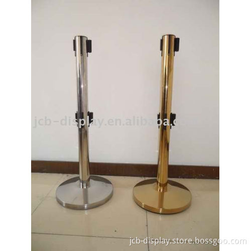 polished stainless steel post with two belt stanchion post (JCB-G07)